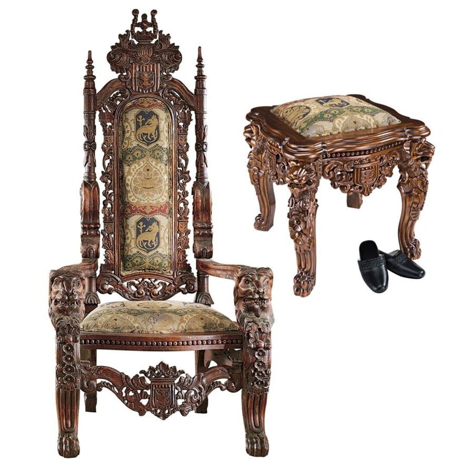 images Design Toscano The Lord Raffles Throne and Ottoman Set AF91038 - Image 1