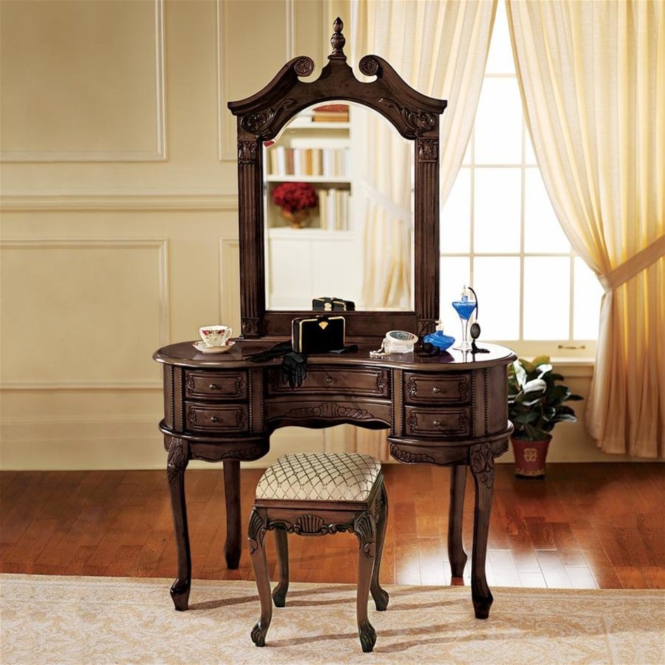 images design-toscano-the-queen-anne-dressing-table-and-mirror-set-af96168