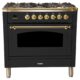 Hallman 36'' Single Oven All Gas Italian Range, Brass Trim in Matte Graphite HGR36BSMG