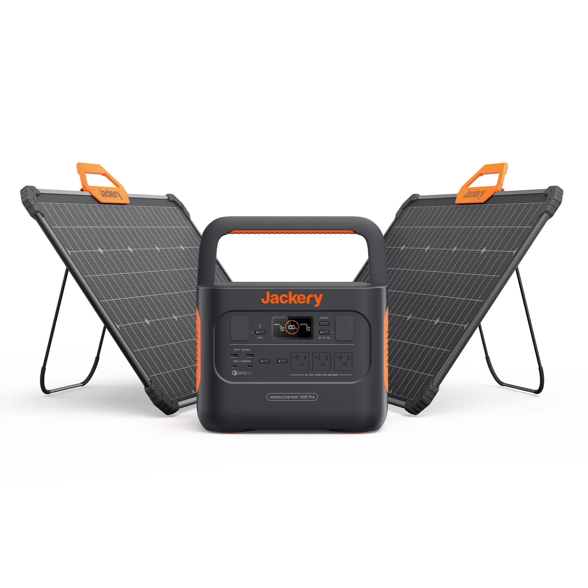 images Jackery Explorer 1000 Pro Portable Power Station with Two 80W Solar Panels 60-1080-USA1A2 - Image 1
