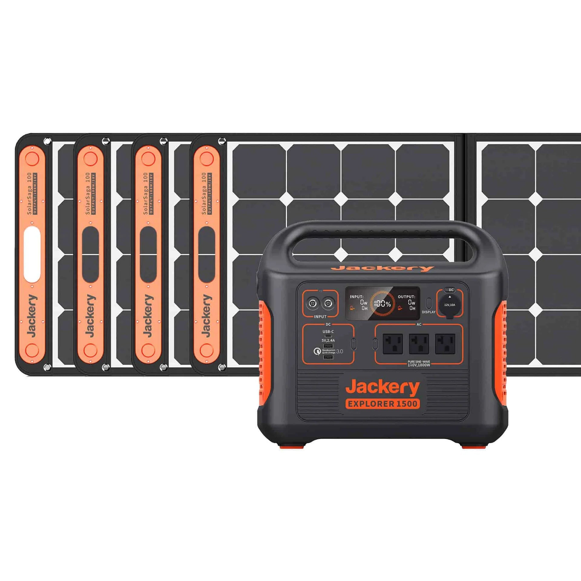 images Jackery Explorer 1500 Portable Power Station and 4 x 100W Solar Panels JAE15002SP100 - Image 1