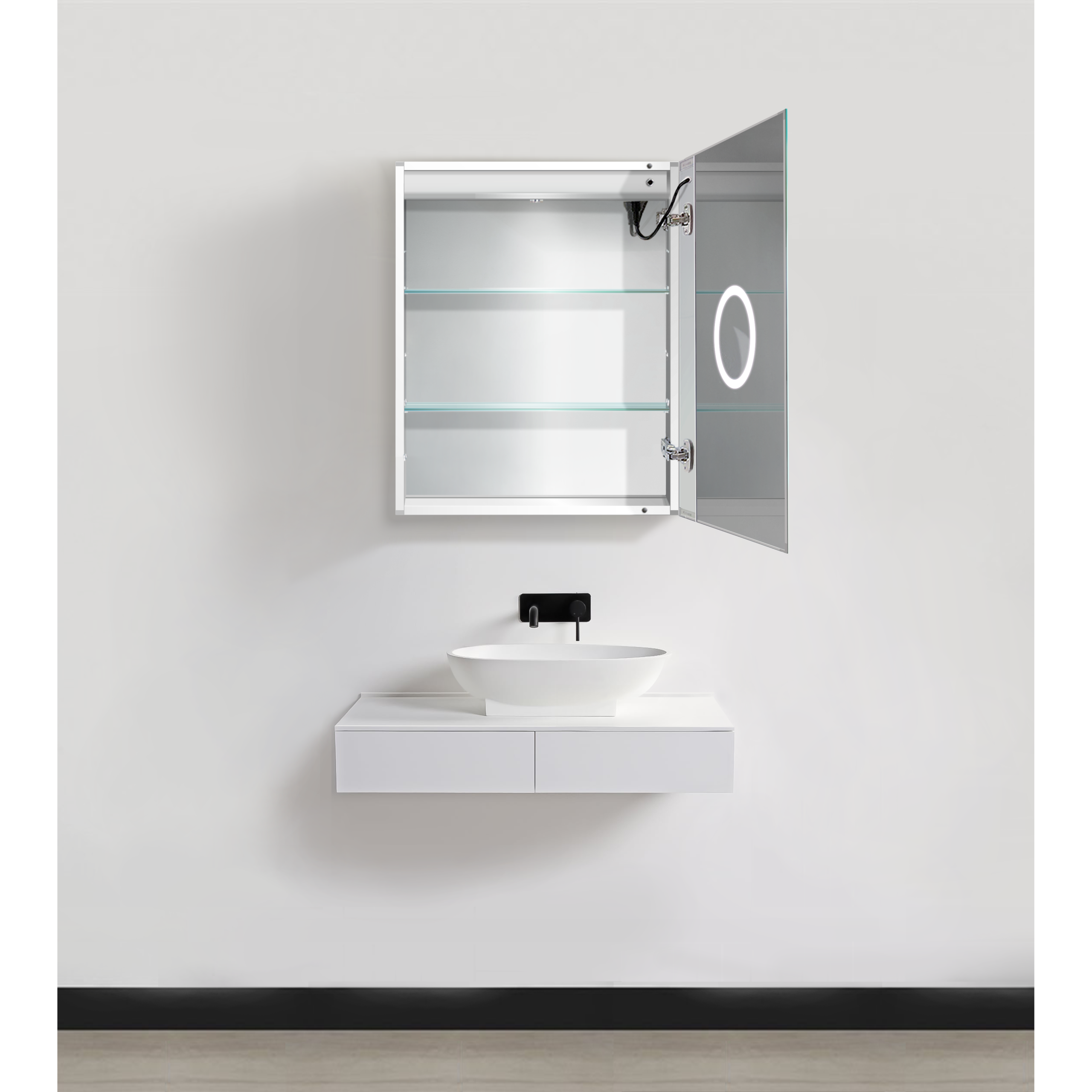 images Krugg 24'' x 30'' LED Medicine Cabinet with Dimmer & Defogger RIGHT HINGE - Image 1