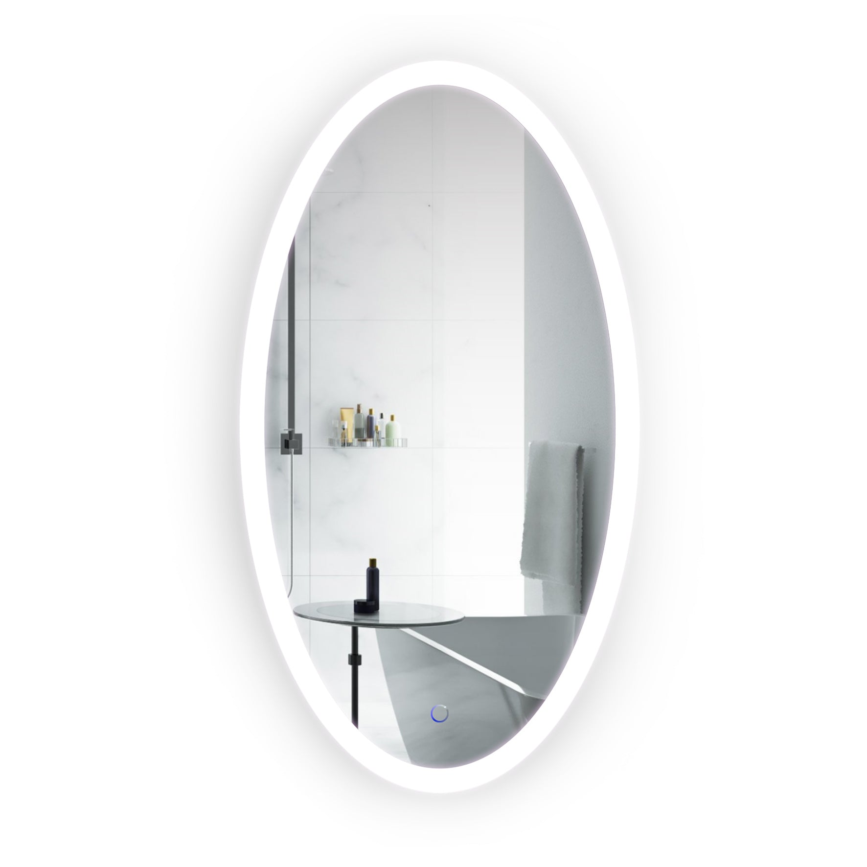 images Krugg Sol Oval 24'' x 44'' LED Bathroom Mirror with Dimmer & Defogger Sol2444 - Image 1