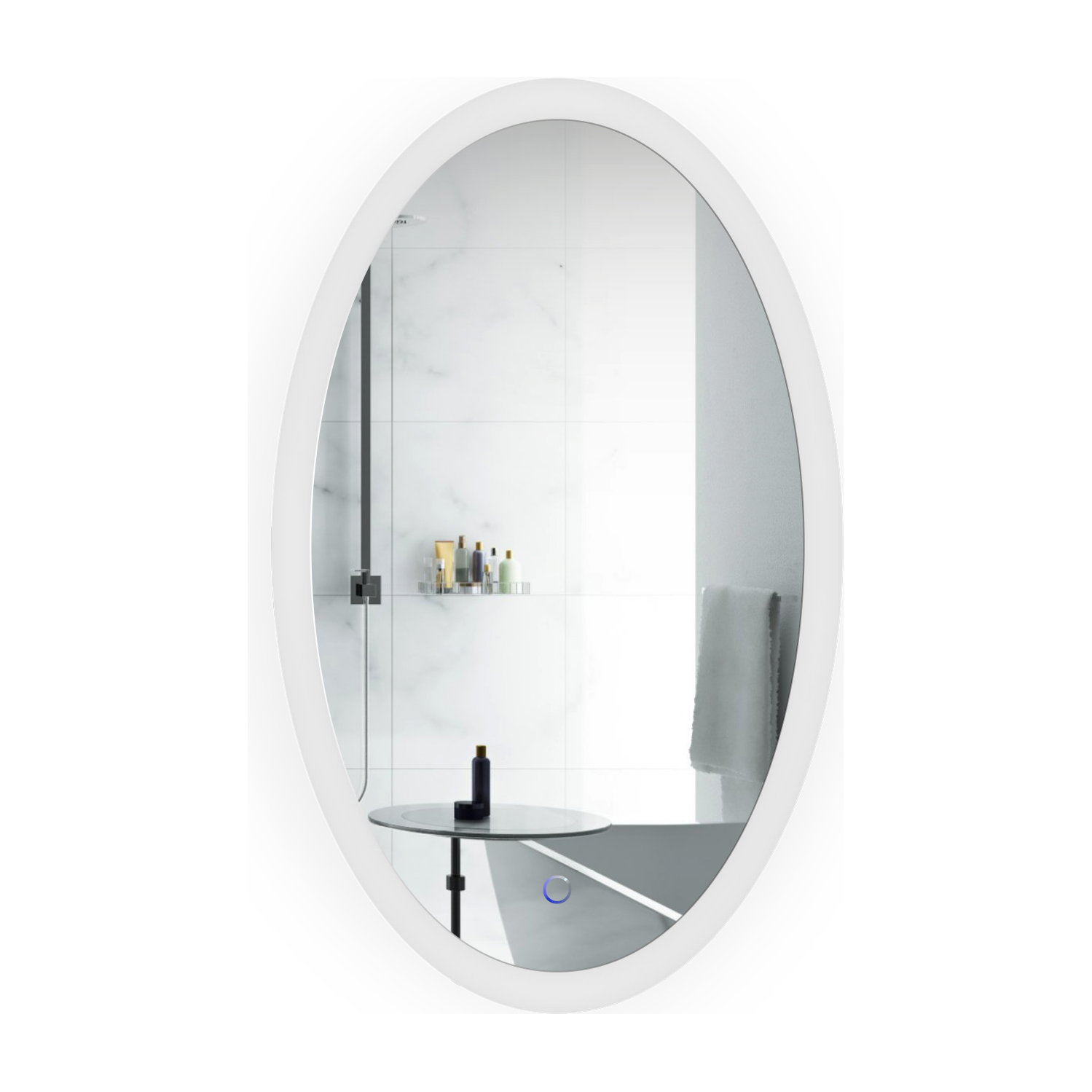 images Krugg Sol Oval 22'' x 40'' LED Bathroom Mirror with Dimmer & Defogger Sol2240 - Image 1