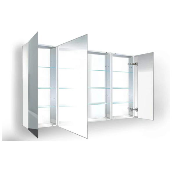 images Krugg Reflections Plaza 48'' x 30'' Tri-View Left-Left-Right Opening Rectangular Recessed/Surface-Mount Medicine Cabinet Mirror - Image 1