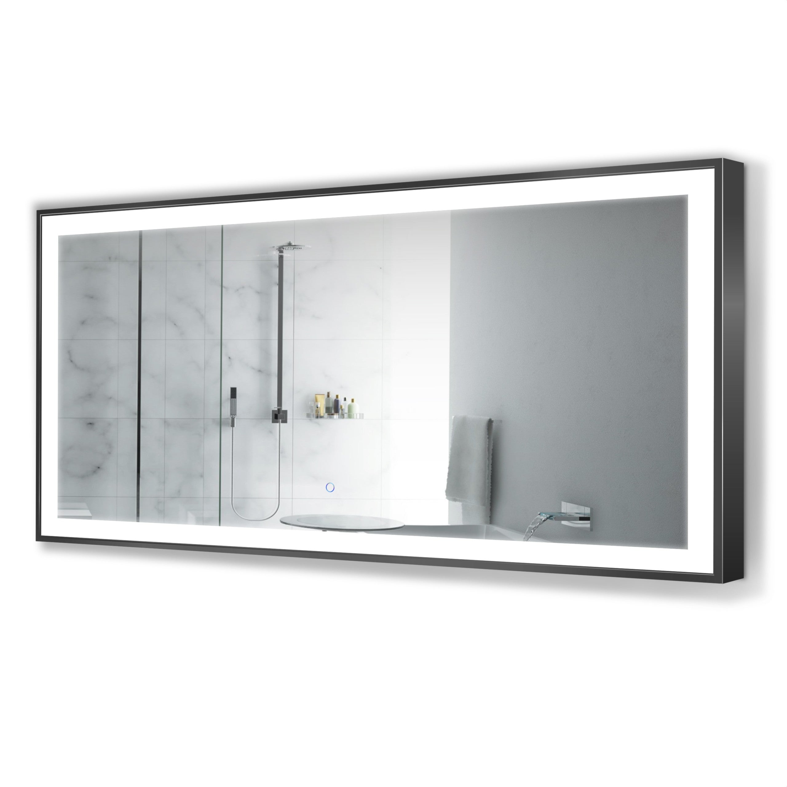 images Krugg Soho 60'' x 30'' Black LED Bathroom Mirror Soho6030B - Image 1