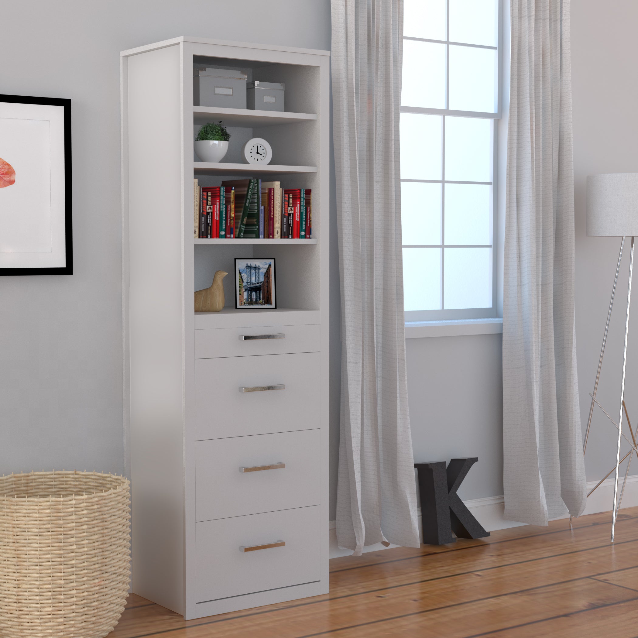 images Leto Muro Coventry Storage Side Tower in White ASTR - Image 1