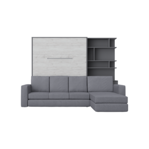 Maxima House Invento Murphy Bed Vertical Wall Bed European Queen Size with Sectional Sofa and Bookcase  IN014/17GW-LG