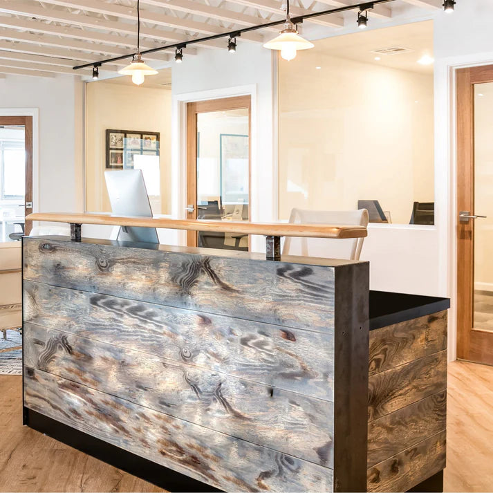 images Modern Reception Desk | 4–8 ft Rustic Reclaimed Wood - Image 1