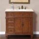 Silkroad Exclusive 36''Crema Marfil Marble Top Single Sink Bathroom Vanity - HYP-0210-CM-UWC-36-L - Image 5