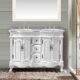 Silkroad Exclusive  48'' Carrara White Marble Top Double Sink Bathroom Vanity - HYP-0145-WM-UWC-48