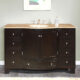 Silkroad Exclusive 55'' Travertine Top Single Sink Bathroom Vanity - HYP-0703-T-UWC-55
