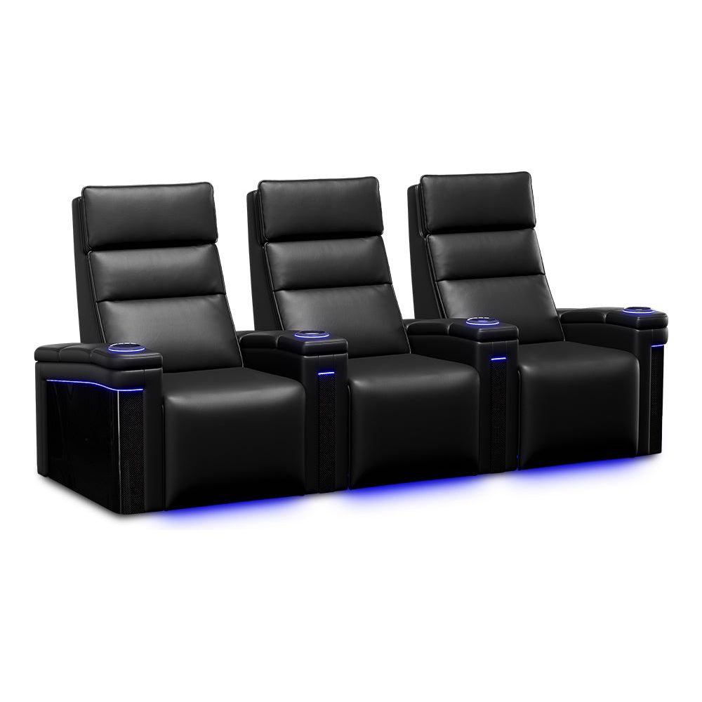 images Valencia Monza Carbon Fiber Home Theater Seating Row of 3 - Image 1