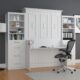 Murphy Bed With Desk & 2 Storage Cabinets, Double Size, White by Leto Muro