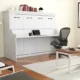 Horizontal Murphy Bed with Desk, Full Size, White | Leto Muro