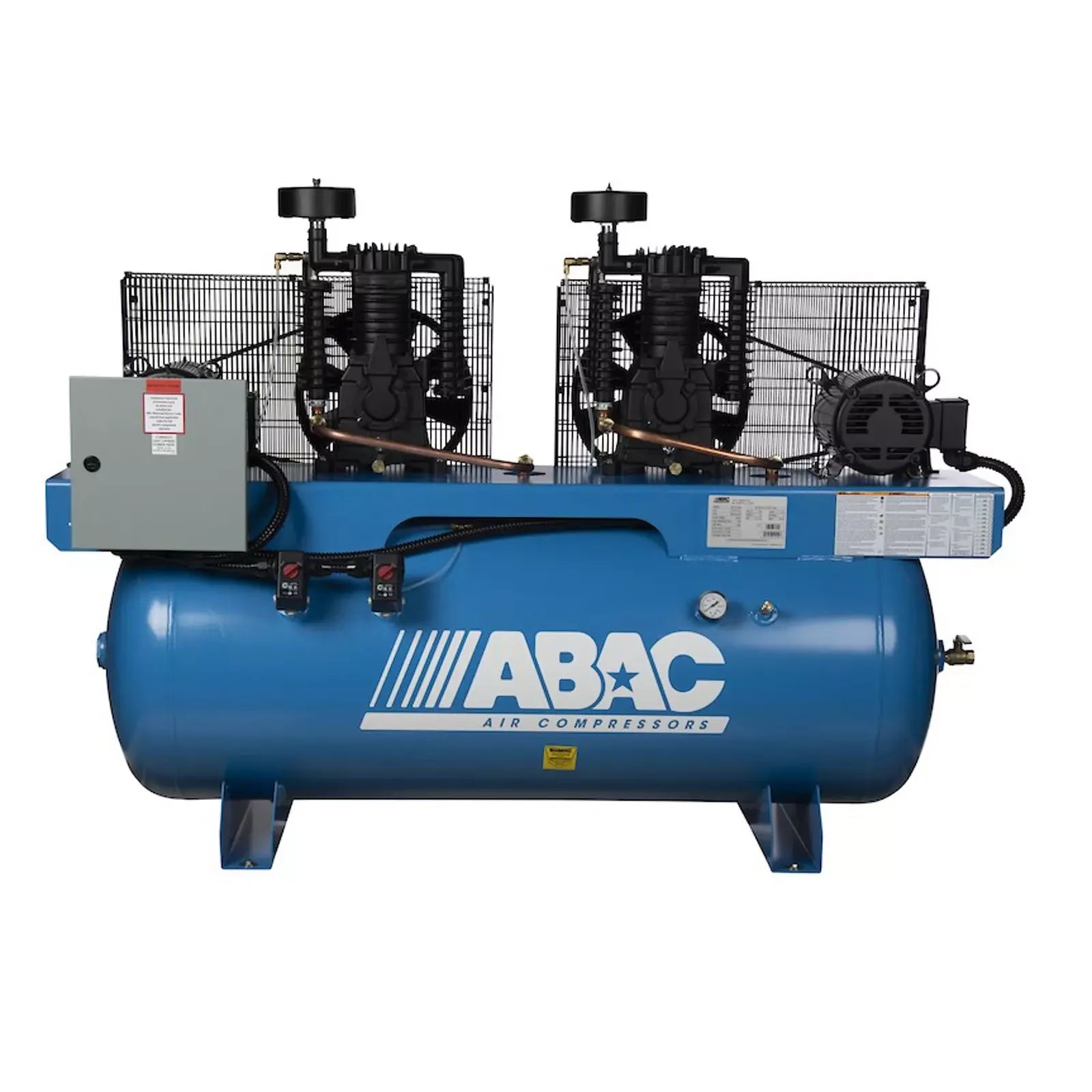 ABAC-hybrid-pro-duplex-belt_drive-two_stage-piston-air-compressor-15HP-4.jpg ABAC Hybrid Pro Duplex Two-Stage Belt-Drive Compressor – Dual Pumps, Programmable Control - Image 1