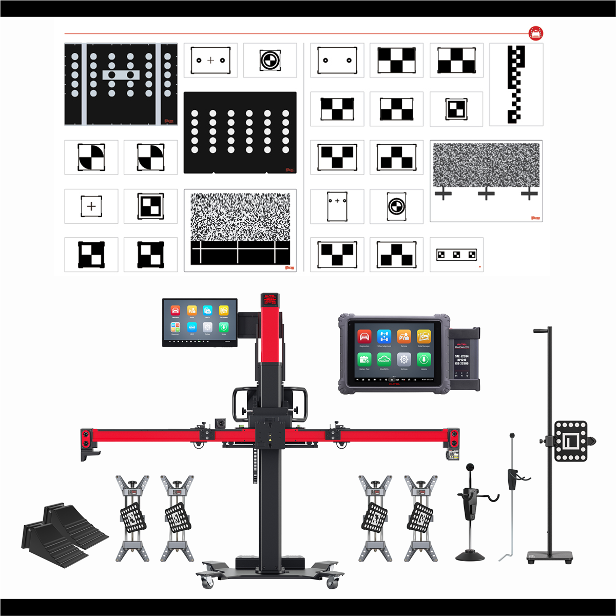 Autel-maxiSYS-ADAS-IA900WA-with-LDW-targets-and-MSULTRAADA-tablet-IA900LDWT.png Autel MaxiSYS IA900LDWT – Wheel Alignment & Digital LDW ADAS Calibration System - Image 1