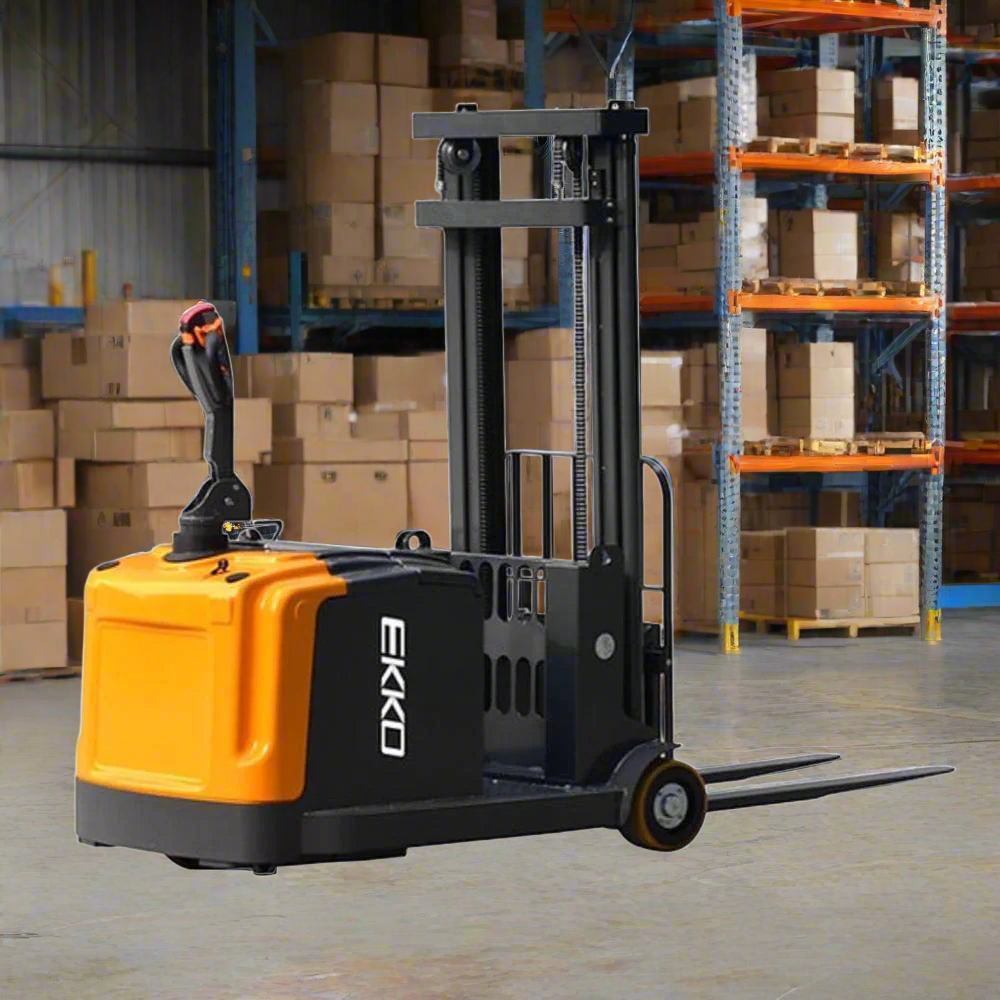 EKKO-EK14Electric-straddle-stacker-counterbalanced_2024-06-11T16_18_46.852Z.png Electric Counterbalanced Walkie Stacker | 3300 lbs. | Lift Height 138''| EKKO EK14-138 - Image 1