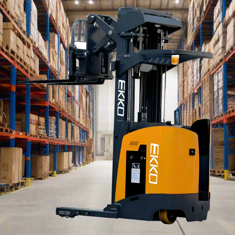 EKKO-EK18RR-electric-stand-Up-reach-rider-truck-4000lbs-capacity-275-height-01_2024-06-11T19_00_02.502Z.png Electric Reach Truck | 4000 lbs. Capacity | Lift Height 275'' | EKKO EK18RR - Image 1