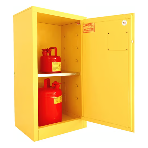 Securall-16-gallon-flammable-storage-cabinet-self-latch-standard-door-A110.png Flammable Liquid Storage Cabinet | 16 Gallon | Self-Latch | Securall - Image 1