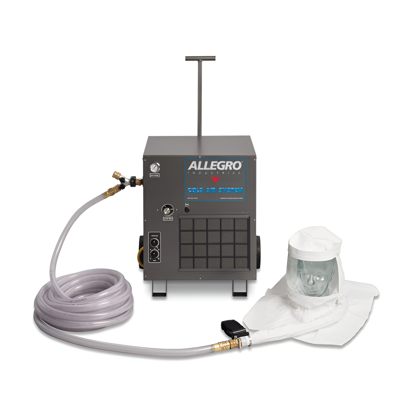 allegro-1-worker-single-bib-tyvek-hood-breathing-cold-air-respirator-system-9221-01CA.png Single Bib Tyvek® Hood Cold Air Respirator Systems | 100' Hose | Allegro 9221-01CA - Image 1