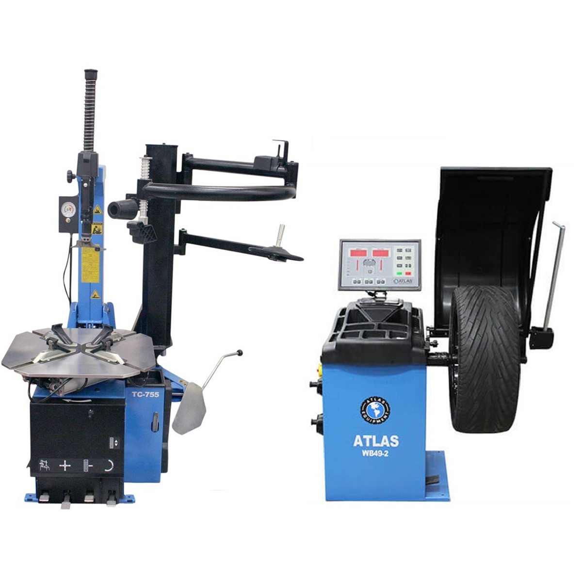 atlas-automotive-equipment-TC755EZ-rim-clamp-tire-changer_WB49-2-PRO-wheel-balancer-combo-package-TCWB-COMBO4-FPD.png Atlas TC755EZ Tire Changer & WB49-2-PRO Wheel Balancer Combo – Professional Rim Clamp Machine & Digital Balancer | TCWB-COMBO4-FPD - Image 1