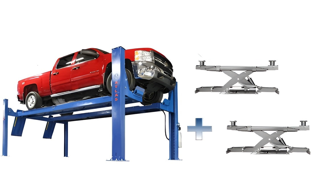 atlas-automotive-equipment-platinum-PVL14OF-EXT-lift_RJ7-rolling-jacks-ALI-certified-combo-WILL-CALL-AP-PVL14OF-EXT-COMBO.jpg Atlas Platinum PVL14OF‑EXT 14,000 lb Open‑Front Alignment Lift + RJ7000 Rolling Bridge Jacks Combo | AP‑PVL14OF‑EXT‑COMBO (Will Call) - Image 1