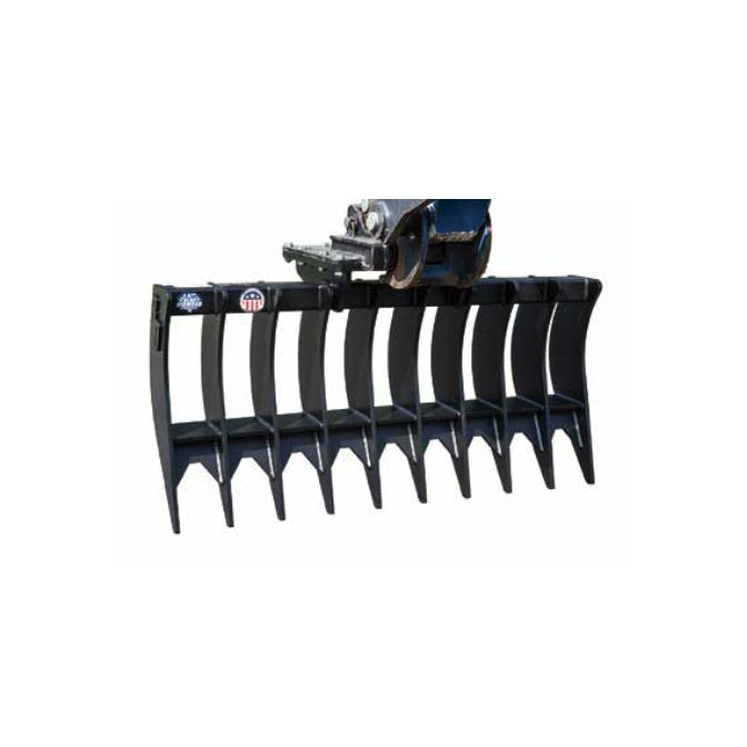blue-diamond-attachments-excavator-rake-heavy-duty.jpg Blue Diamond Heavy Duty Excavator Rake – ½" Tines, 24–60" Width - Image 1