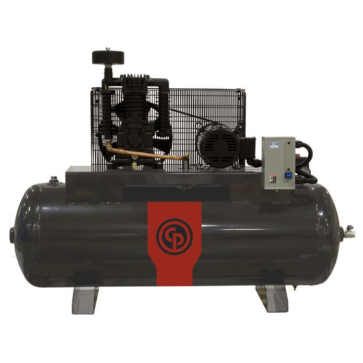 chicago-pneumatic-7-5-HP-80-gal-horizontal-tank-compressors.jpg Chicago Pneumatic Two Stage Electric Simplex - RCP Series Compressors - Image 1