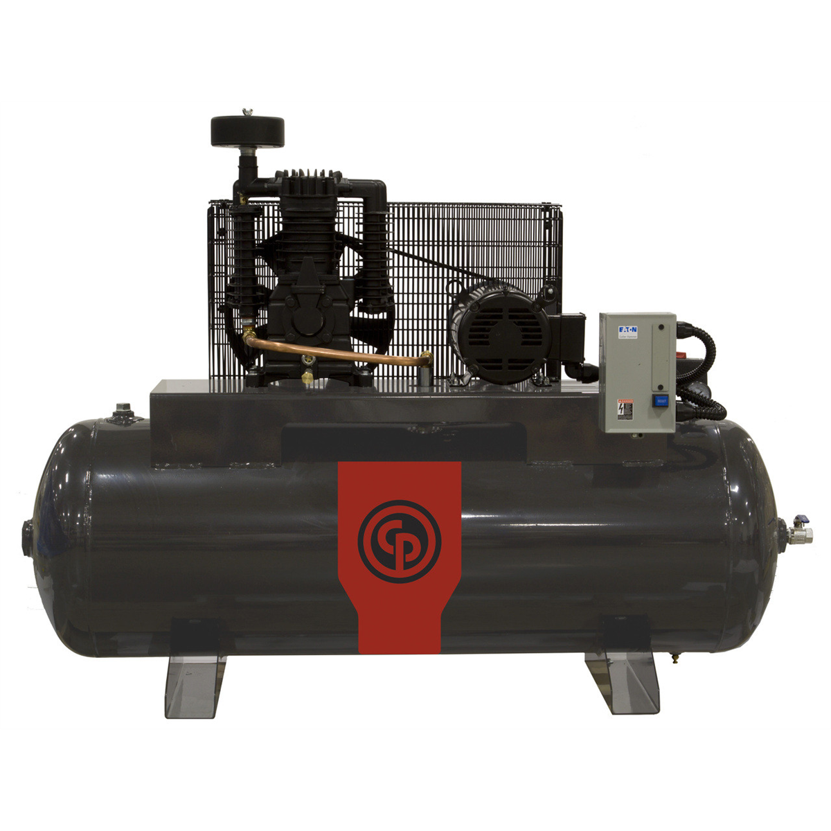chicago-pneumatic-7-5-HP-single-phase-80-gal-horizontal-tank-compressors.png Chicago Pneumatic Two Stage Electric Simplex - RCP Series Compressors - Image 1