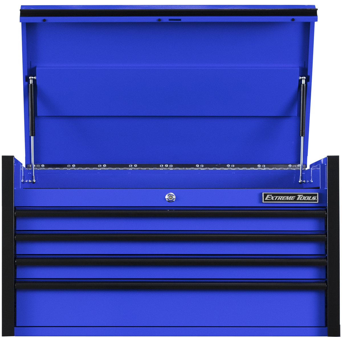 extreme-tools-DX-series-41in-_in-X-25in-D-4-drawer-top-chest_100lbs-slides-blue-with-black-drawer-pulls-EXTDX412504CHBLBK.png Extreme Tools DX Series 41'' W X 25'' D 4 Drawer Top Chest, 100 lbs Slides, Blue with Black Drawer Pulls EXTDX412504CHBLBK - Image 1
