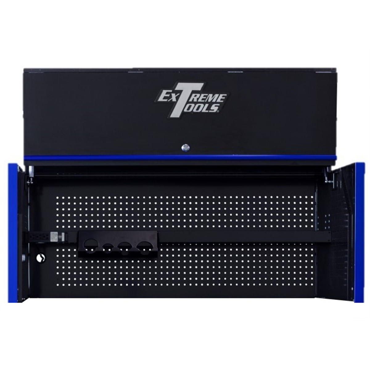 extreme-tools-DX-series-55in-W-x-25in-D-extreme-power-workstation-hutch-black-with-blue-handle-and-trim-EXTDX552501HCBKBL.png Extreme Tools DX Series 55'' W x 25'' D Extreme Power Workstation Hutch Black with Blue Handle and Trim EXTDX552501HCBKBL - Image 1
