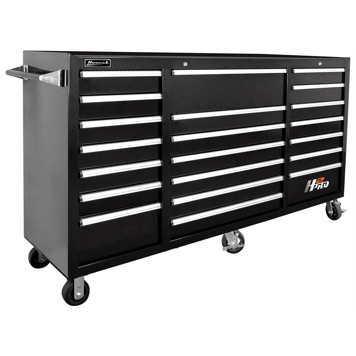 homak-manufacturing-72in-H2Pro-series-21-drawer-rolling-cabinet-black-HOMBK04021720.png Homak Manufacturing 72'' H2Pro Series 21 Drawer Rolling Cabinet, Black HOMBK04021720 - Image 1