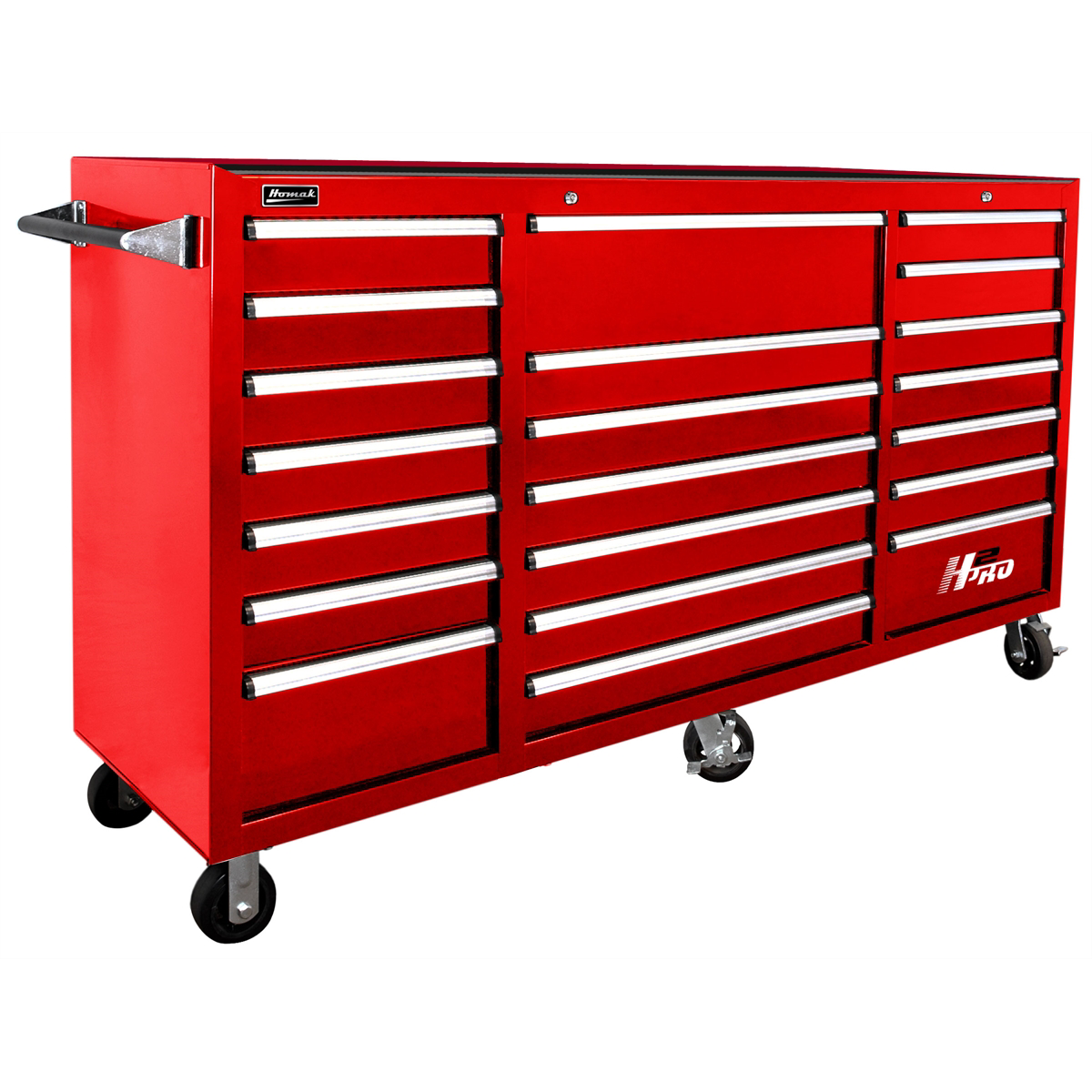 homak-manufacturing-72in-H2Pro-series-21-drawer-rolling-cabinet-red-HOMRD04021720.png Homak Manufacturing 72''H2Pro Series 21 Drawer Rolling Cabinet, Red HOMRD04021720 - Image 1