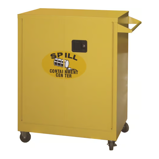 securall-21-cubic-feet-spill-containment-mobile-cabinet-counter-high-1-manual-door-self-latch-standard-door-SCC242.png Spill Containment Cabinet | 21 Cubic Feet | Counter High | 1 Manual Door | Securall - Image 1