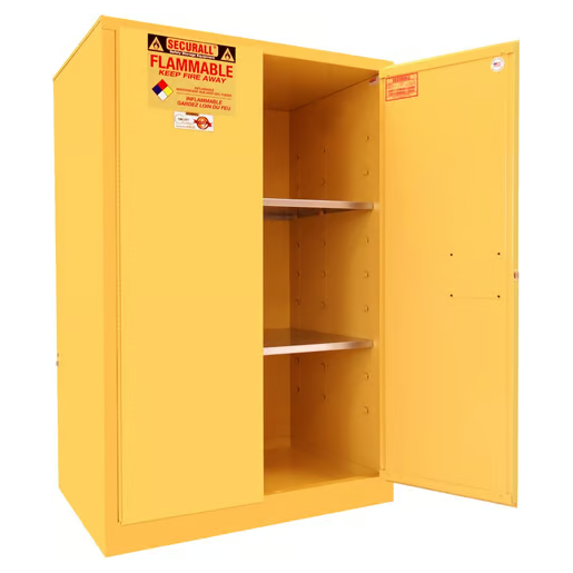 securall-90-gallon-flammable-storage-cabinet-self-latch-standard-2-door-A190.png Flammable Liquid Storage Cabinet | 90 Gallon | 2 Door | Self-Latch | Securall - Image 1