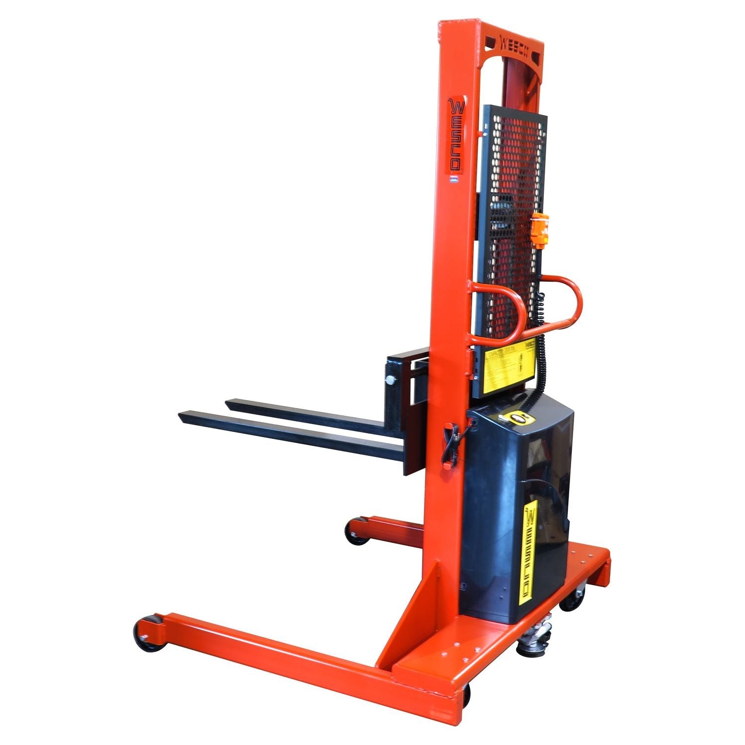 wesco-industrial-products-PSFL-86-30-30S-3x30inches-fork-36inches-O-D-fixed-base-powered-stacker-261046.jpg Powered Stacker | 3" x 30" Fork | 2000 lb Capacity | Fixed Base | Wesco Industrial Products 261046 - Image 1