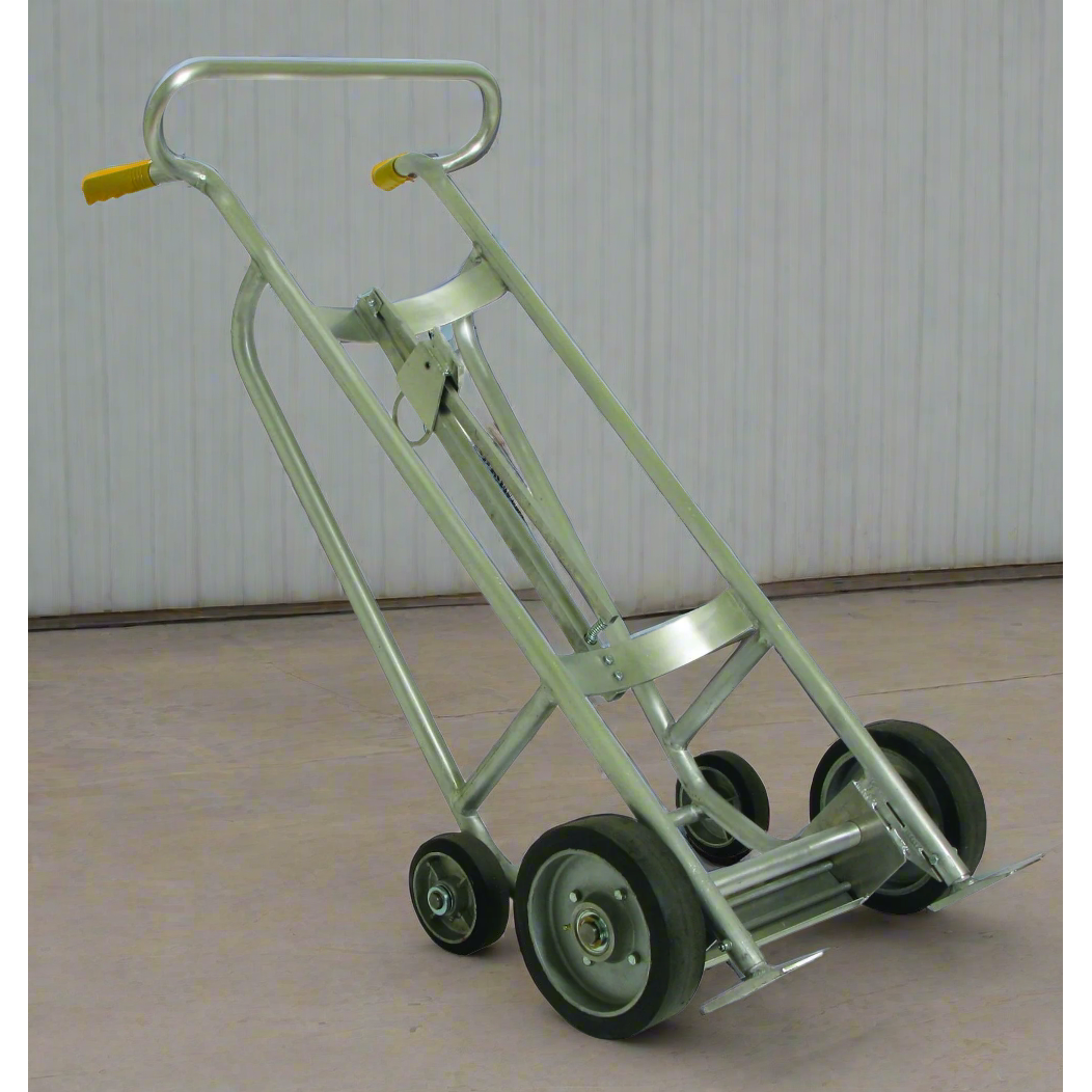 wesco-industrial-products-manual-aluminum-drum-truck-240132.png Wesco ABT‑10‑SC‑NB 1,000 lb Aluminum Drum Truck – 10″/6″ Rubber Wheels, Chime Hook (Part 240132) - Image 1