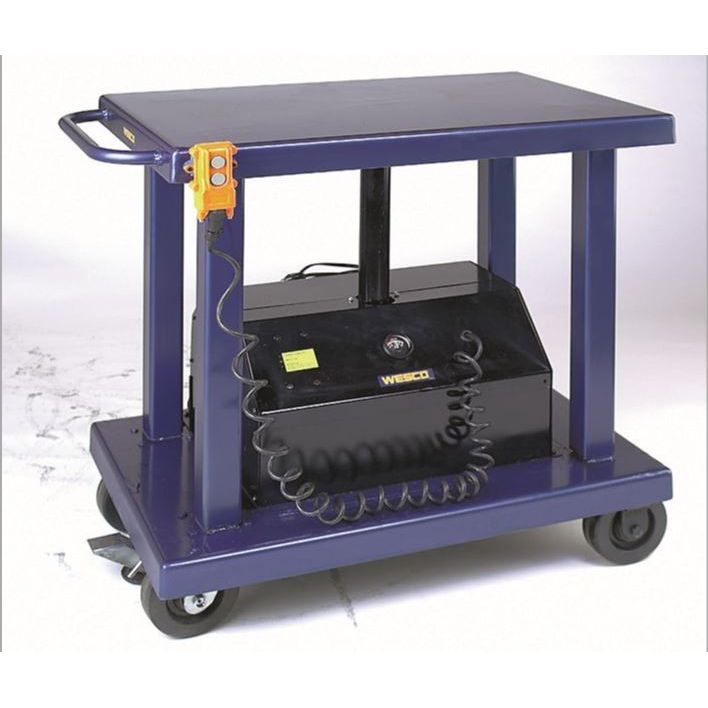 wesco-industrial-products-powered-lift-table-24x26inches-2000lb-capacity-47.5inches-lift-height-261100.jpg Wesco Powered Lift Table – 2,000 lb Capacity, 24″×36″ Platform | Model 261100 - Image 1