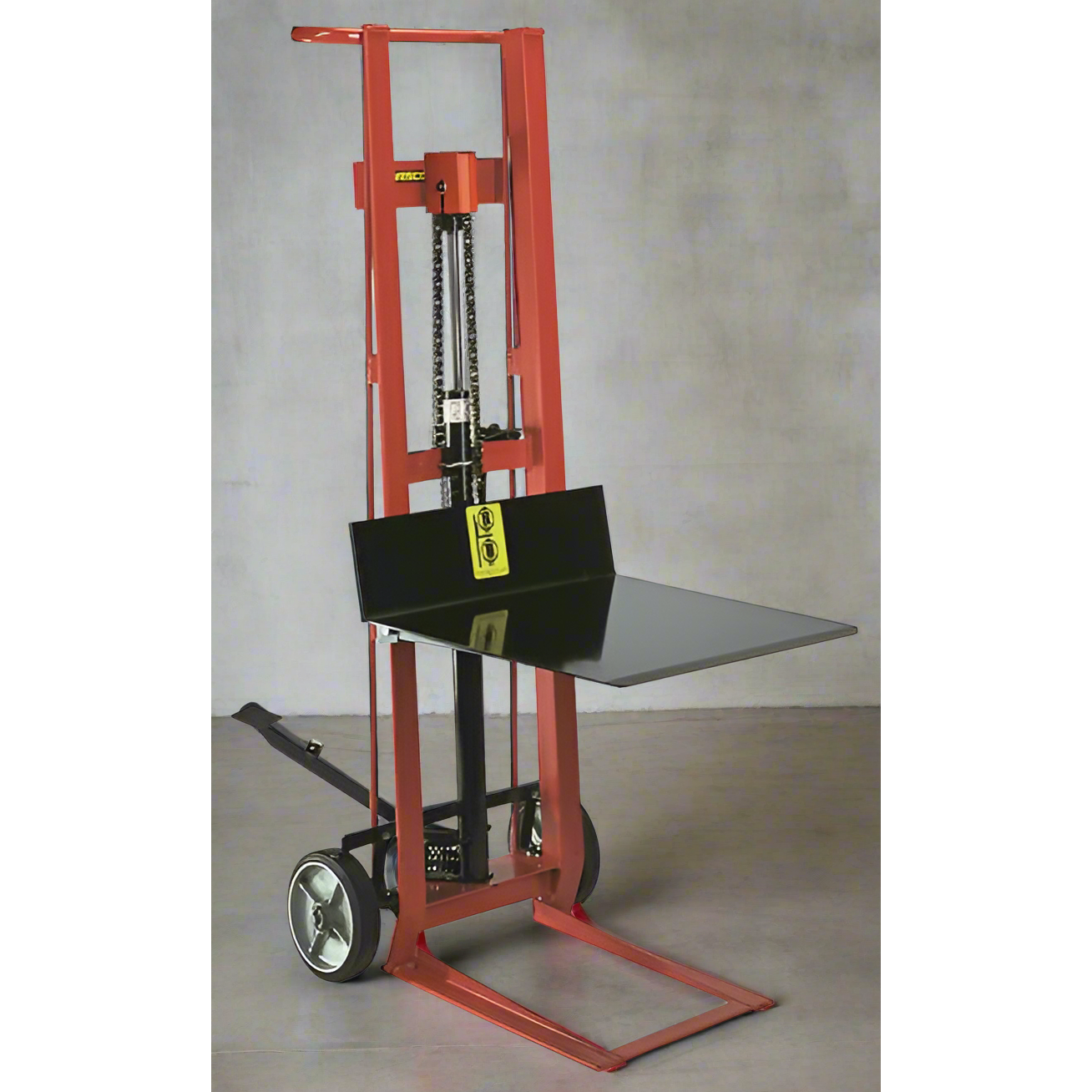 wesco-industrial-products-two-wheeled-hydraulic-model-260002.png esco PL‑54‑2222 Two‑Wheel Hydraulic Pedalift – 750 lb, 22″×22″ Platform, 54″ Lift - Image 1