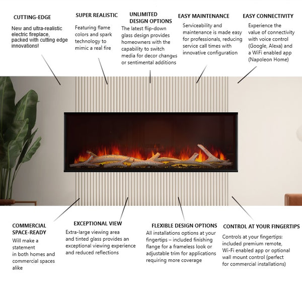 Napoleon Astound 74'' Built-in Electric Fireplace NEFB74AB-Prime Home USA